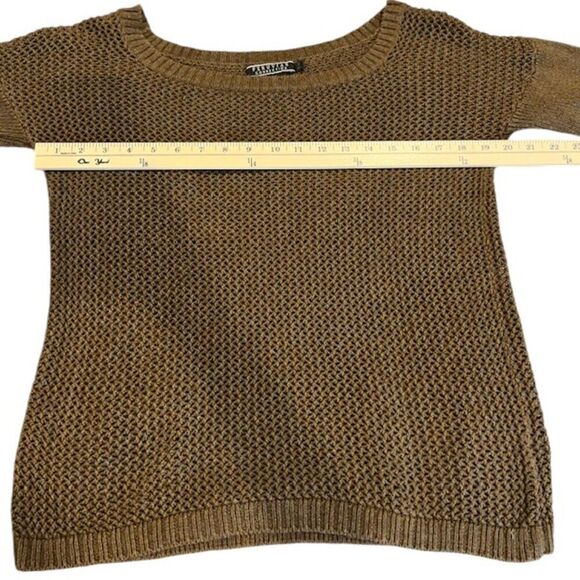 Peruvian Connection Open Knit 1/2 Sleeve Round Neck Sweater Brown Pima Small - Picture 7 of 10